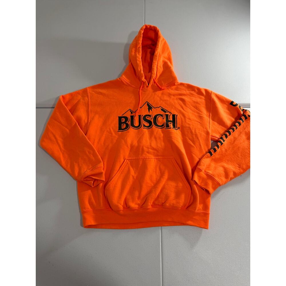 Busch Beer Orange Pullover Hoodie Size Large Men’s